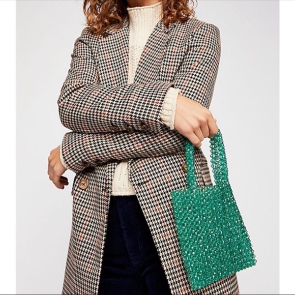Free People Handbags - NWT Free People Green Beaded Mini Tote BOHO
